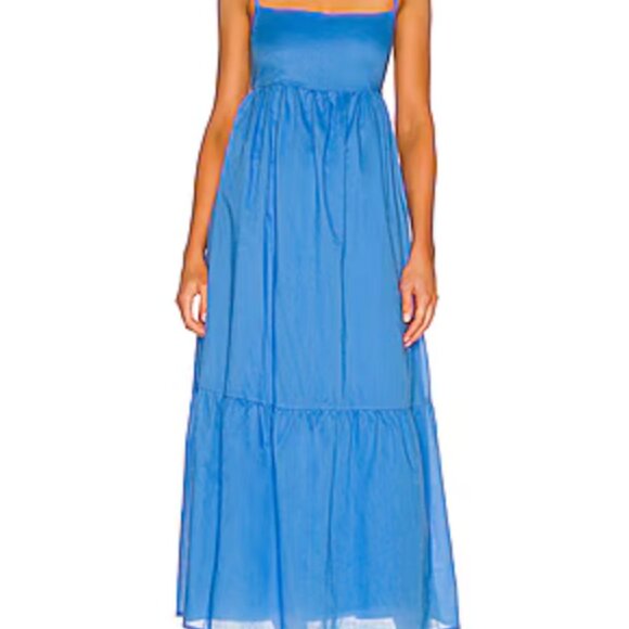 FAITHFULL THE BRAND Katya Maxi Dress in Plain Mediterranean Blue - US 10 (XL) - Picture 1 of 6